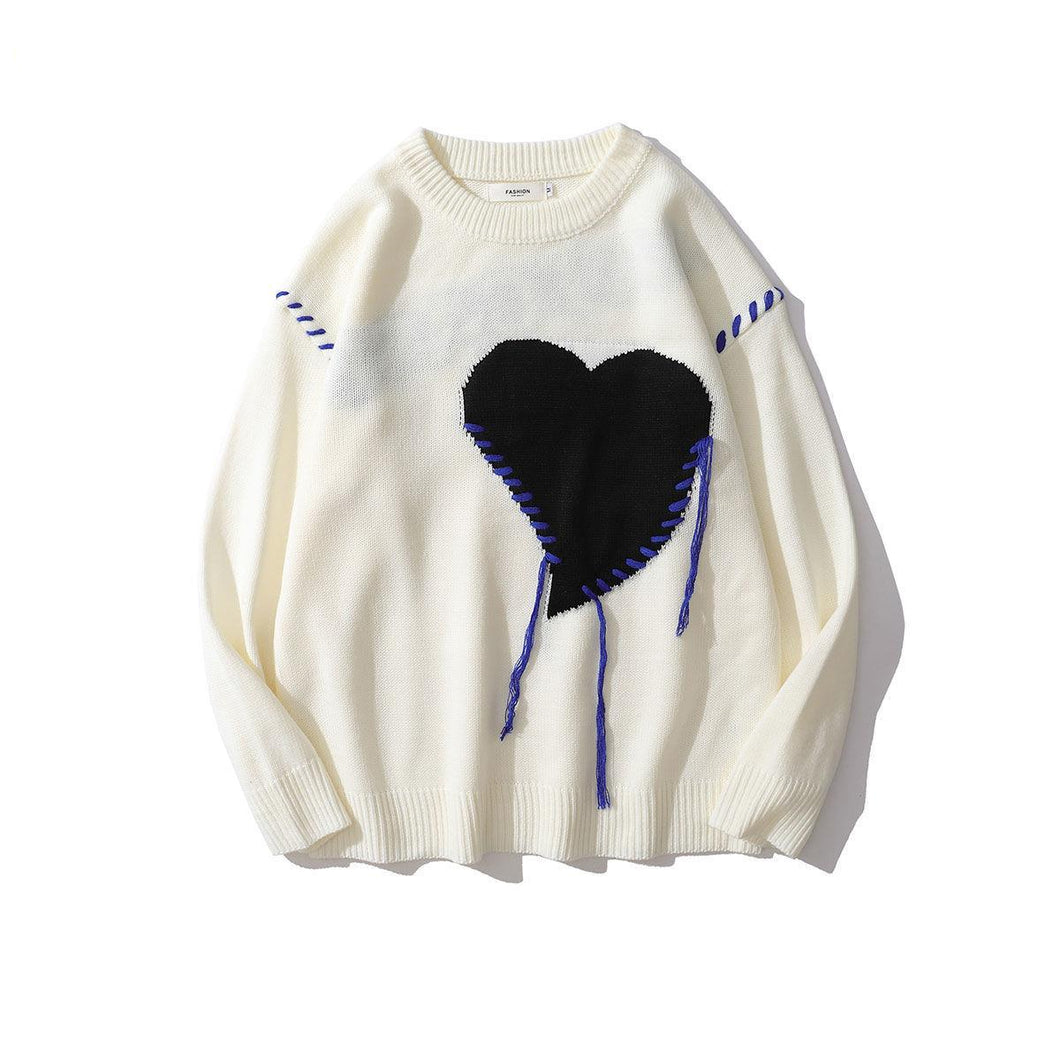 Pullover Sweater With Knited Heart